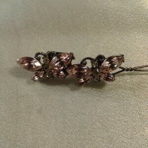 Vintage! New Lovely Rachel Weissman Double Butterfly Rhinestone Hair Accessory